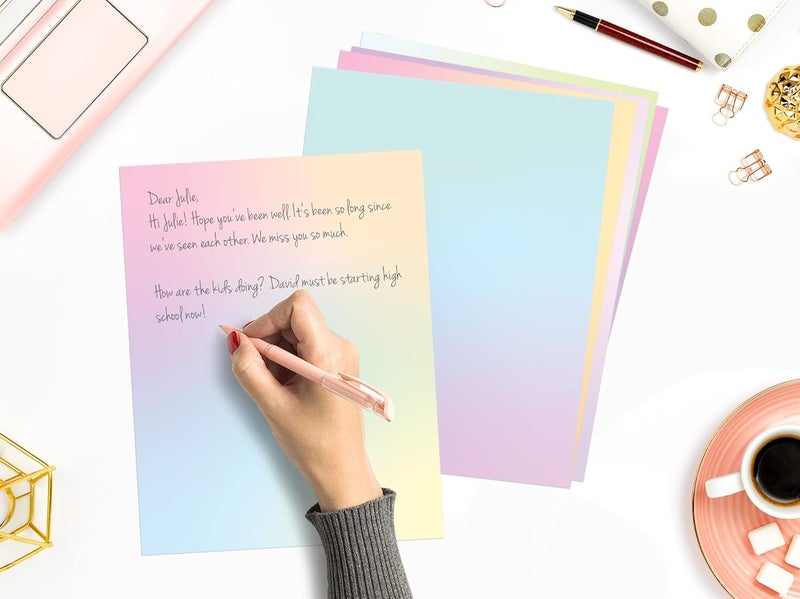 THiNKABLE Pastel Gradient Paper Stationery, Aesthetic Paper 8.5 x 11 Inches, 60 Sheets, Colorful Writing Paper, Pretty Stationary Paper, Decorative Scrapbook Paper - Image 4